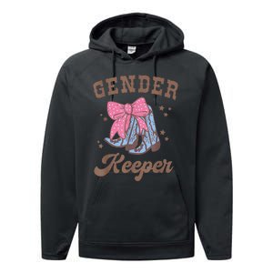 Western Keeper Of The Gender Cowboy Boots Gender Reveal Performance Fleece Hoodie