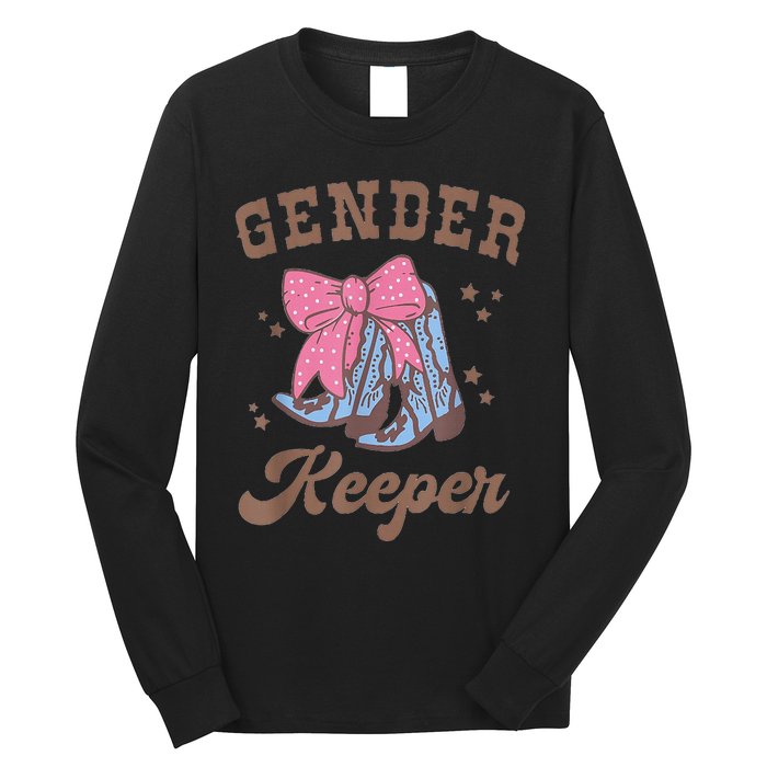 Western Keeper Of The Gender Cowboy Boots Gender Reveal Long Sleeve Shirt