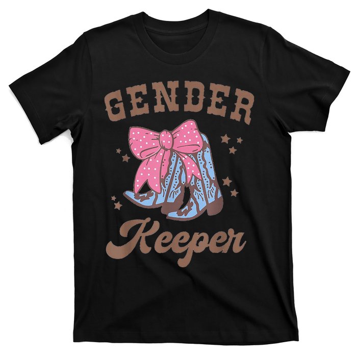 Western Keeper Of The Gender Cowboy Boots Gender Reveal T-Shirt