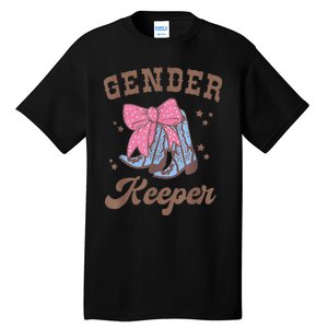 Western Keeper Of The Gender Cowboy Boots Gender Reveal Tall T-Shirt