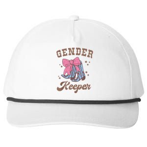 Western Keeper Of The Gender Cowboy Boots Gender Reveal Snapback Five-Panel Rope Hat