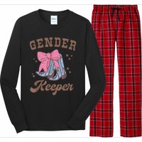 Western Keeper Of The Gender Cowboy Boots Gender Reveal Long Sleeve Pajama Set