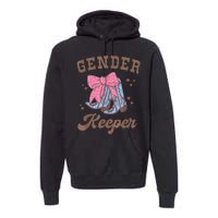 Western Keeper Of The Gender Cowboy Boots Gender Reveal Premium Hoodie