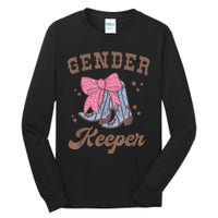 Western Keeper Of The Gender Cowboy Boots Gender Reveal Tall Long Sleeve T-Shirt