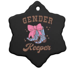 Western Keeper Of The Gender Cowboy Boots Gender Reveal Ceramic Star Ornament