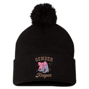 Western Keeper Of The Gender Cowboy Boots Gender Reveal Pom Pom 12in Knit Beanie