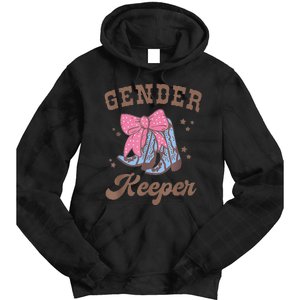 Western Keeper Of The Gender Cowboy Boots Gender Reveal Tie Dye Hoodie