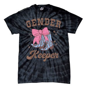 Western Keeper Of The Gender Cowboy Boots Gender Reveal Tie-Dye T-Shirt