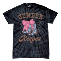 Western Keeper Of The Gender Cowboy Boots Gender Reveal Tie-Dye T-Shirt