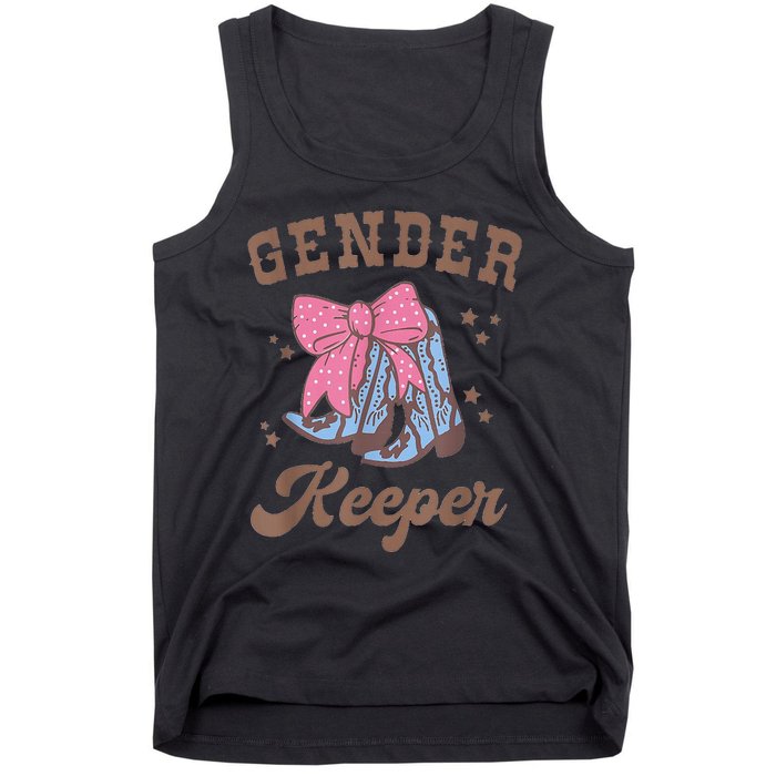 Western Keeper Of The Gender Cowboy Boots Gender Reveal Tank Top