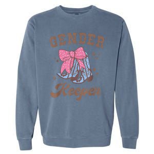 Western Keeper Of The Gender Cowboy Boots Gender Reveal Garment-Dyed Sweatshirt