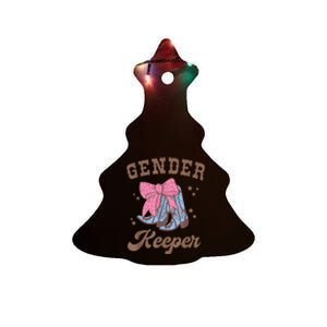 Western Keeper Of The Gender Cowboy Boots Gender Reveal Ceramic Tree Ornament