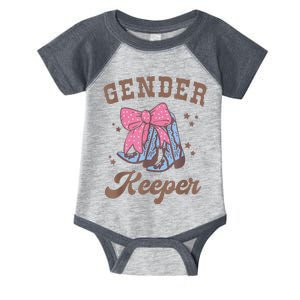 Western Keeper Of The Gender Cowboy Boots Gender Reveal Infant Baby Jersey Bodysuit