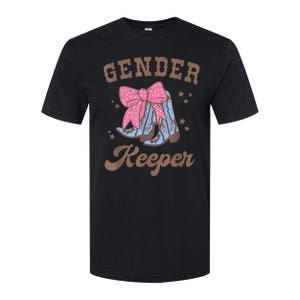 Western Keeper Of The Gender Cowboy Boots Gender Reveal Softstyle CVC T-Shirt