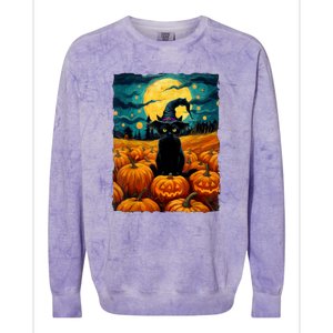 Witch Kawaii Pumpkin Black Cat Halloween Gifts Colorblast Crewneck Sweatshirt