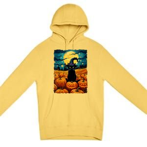 Witch Kawaii Pumpkin Black Cat Halloween Gifts Premium Pullover Hoodie