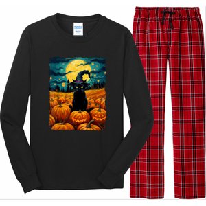 Witch Kawaii Pumpkin Black Cat Halloween Gifts Long Sleeve Pajama Set