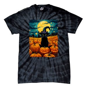 Witch Kawaii Pumpkin Black Cat Halloween Gifts Tie-Dye T-Shirt