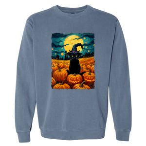 Witch Kawaii Pumpkin Black Cat Halloween Gifts Garment-Dyed Sweatshirt