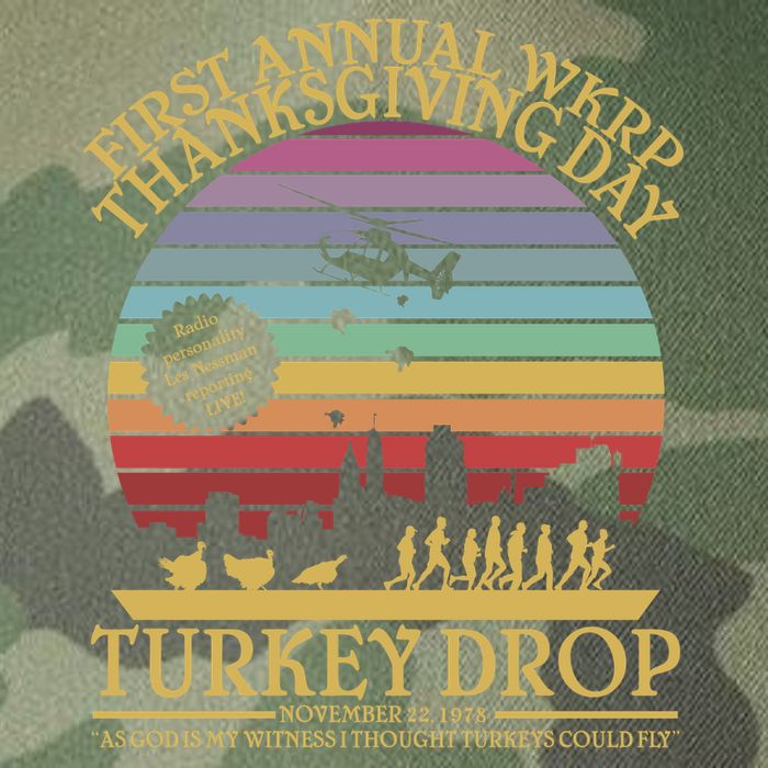 WKRP Thanksgiving Turkey Drop Funny Retro Legacy Tie Dye Trucker Hat