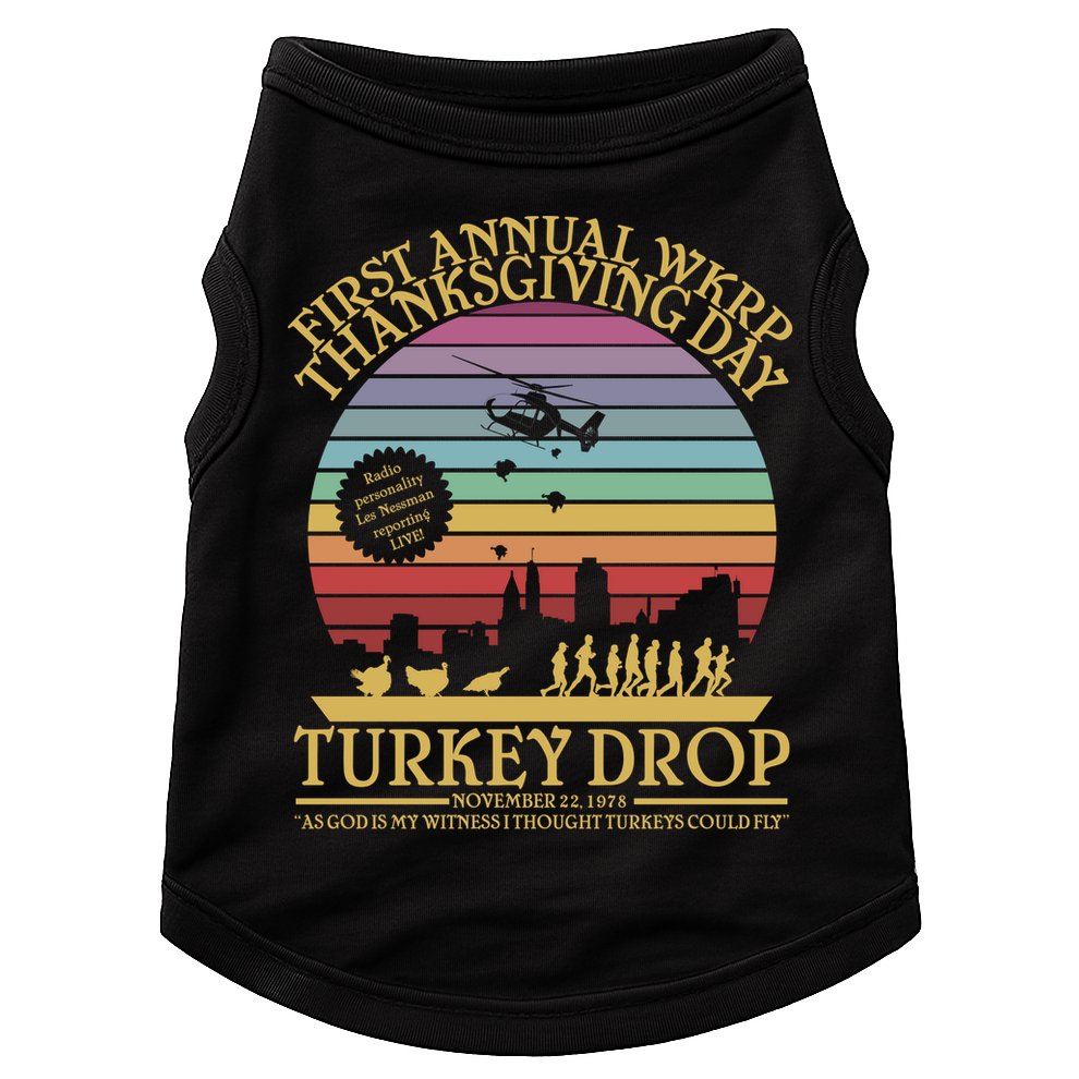 WKRP Thanksgiving Turkey Drop Funny Retro Doggie Tank