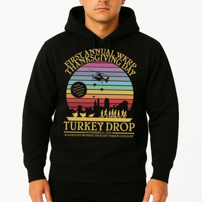 WKRP Thanksgiving Turkey Drop Funny Retro Hoodie
