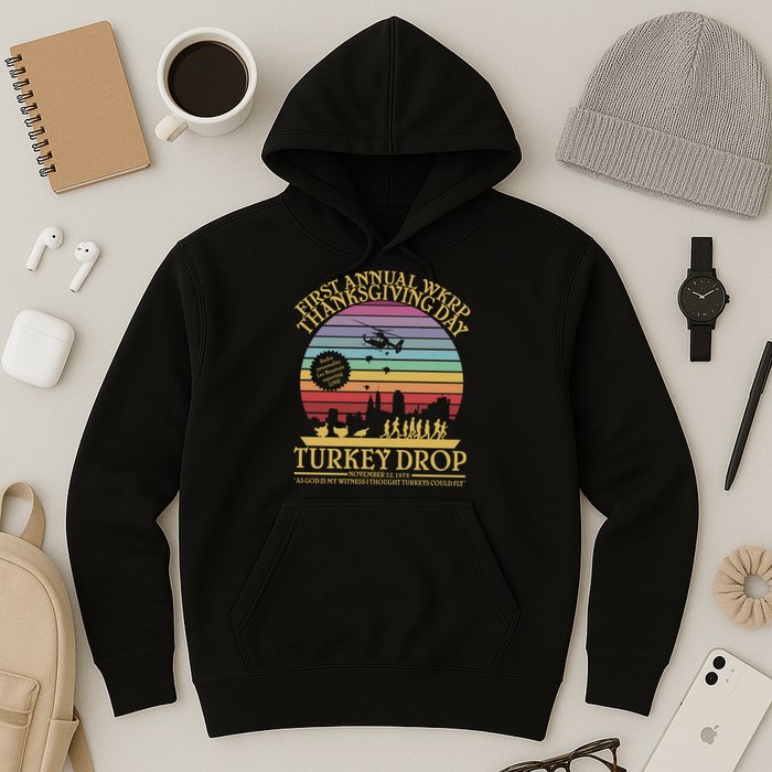 WKRP Thanksgiving Turkey Drop Funny Retro Hoodie