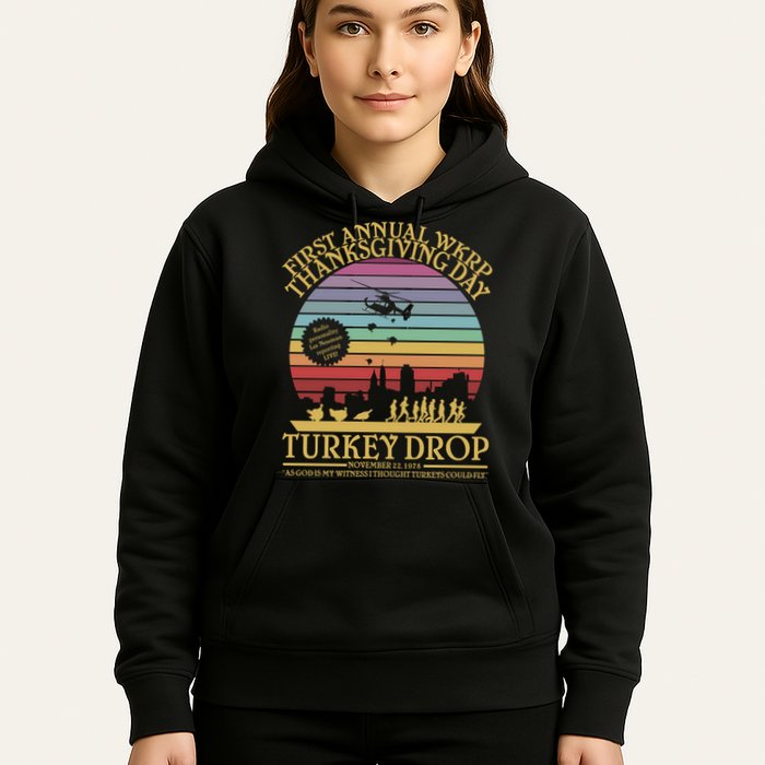 WKRP Thanksgiving Turkey Drop Funny Retro Hoodie