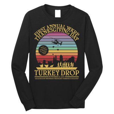 WKRP Thanksgiving Turkey Drop Funny Retro Long Sleeve Shirt