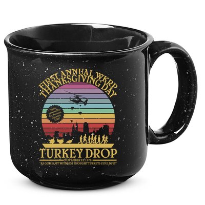 WKRP Thanksgiving Turkey Drop Funny Retro 15oz Campfire Ceramic Mug