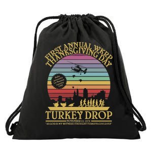 WKRP Thanksgiving Turkey Drop Funny Retro Drawstring Bag