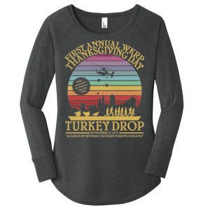 WKRP Thanksgiving Turkey Drop Funny Retro Women's Perfect Tri Tunic Long Sleeve Shirt