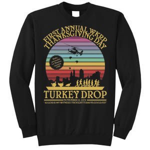 WKRP Thanksgiving Turkey Drop Funny Retro Tall Sweatshirt