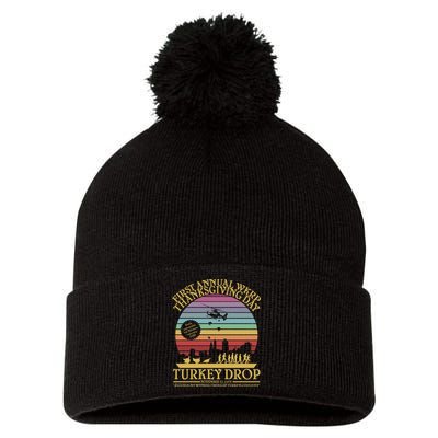 WKRP Thanksgiving Turkey Drop Funny Retro Pom Pom 12in Knit Beanie