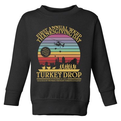 WKRP Thanksgiving Turkey Drop Funny Retro Toddler Sweatshirt
