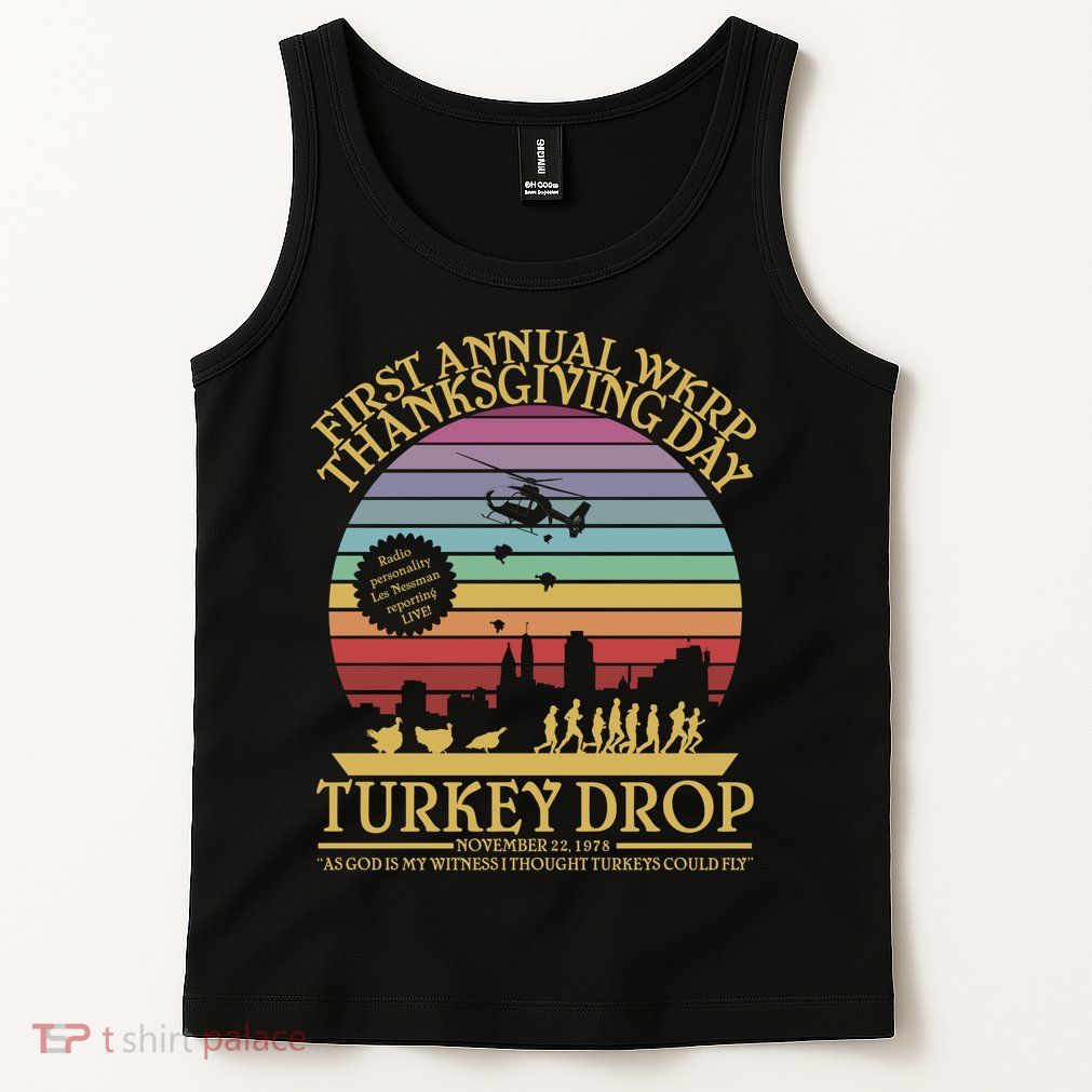 WKRP Thanksgiving Turkey Drop Funny Retro Tank Top