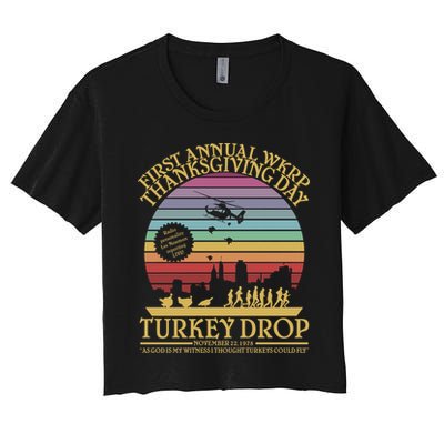 WKRP Thanksgiving Turkey Drop Funny Retro Crop Top