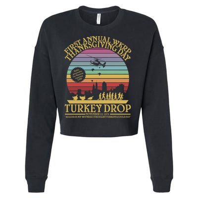 WKRP Thanksgiving Turkey Drop Funny Retro Cropped Pullover Crew