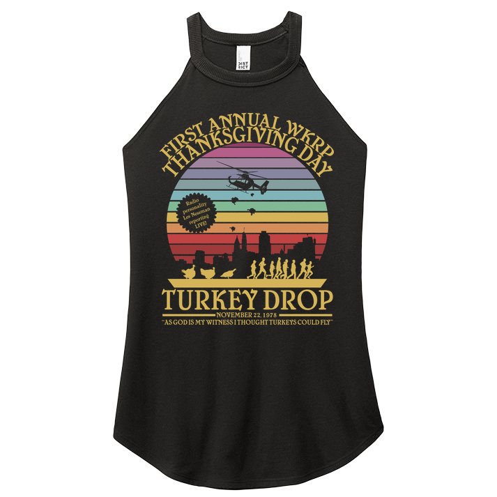 WKRP Thanksgiving Turkey Drop Funny Retro Women's Perfect Tri Rocker Tank