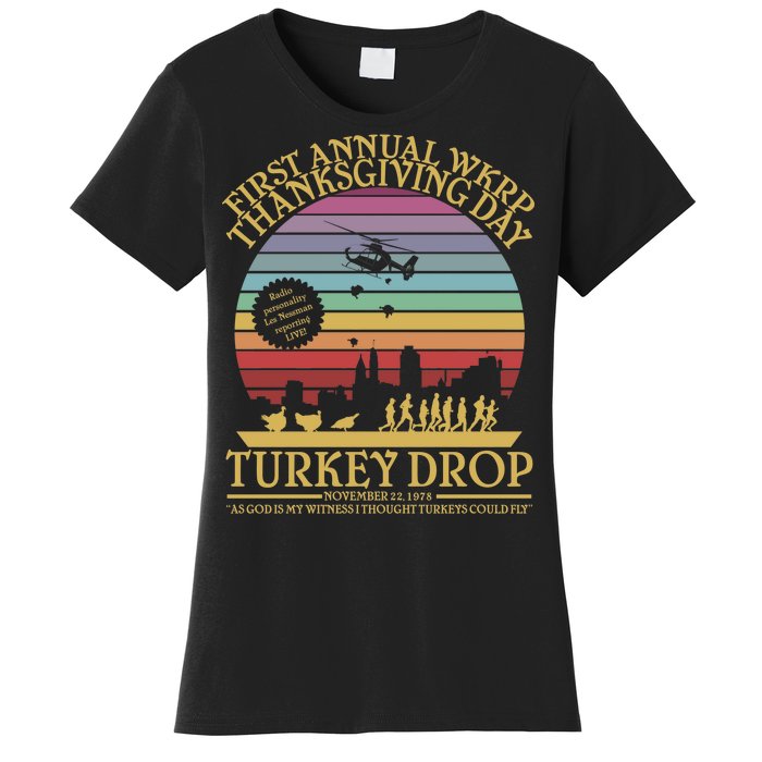 WKRP Thanksgiving Turkey Drop Funny Retro Women's T-Shirt