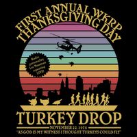 WKRP Thanksgiving Turkey Drop Funny Retro Women's V-Neck T-Shirt