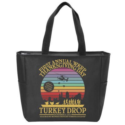 WKRP Thanksgiving Turkey Drop Funny Retro Zip Tote Bag