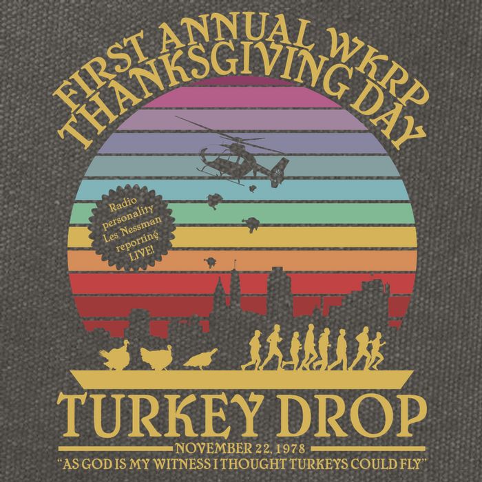 WKRP Thanksgiving Turkey Drop Funny Retro Cotton Canvas Backpack