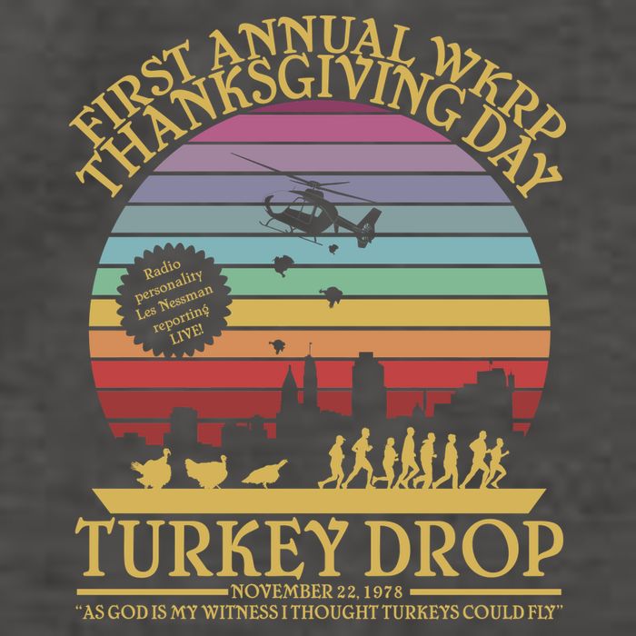WKRP Thanksgiving Turkey Drop Funny Retro Vector Backpack
