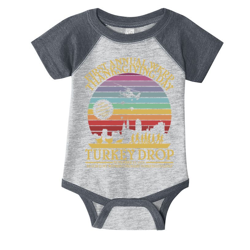 WKRP Thanksgiving Turkey Drop Funny Retro Infant Baby Jersey Bodysuit