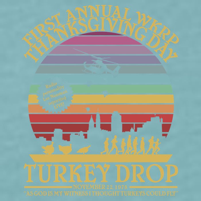 WKRP Thanksgiving Turkey Drop Funny Retro Sueded Cloud Jersey T-Shirt