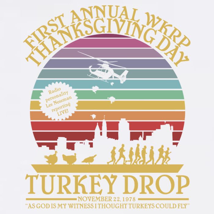 WKRP Thanksgiving Turkey Drop Funny Retro Garment-Dyed Sweatshirt