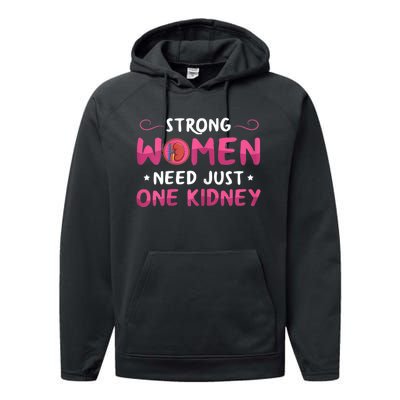 Womens Kidney Surgery Design For Your Kidney Donor Wife Performance Fleece Hoodie