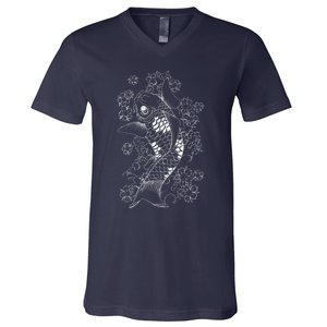 White Koi V-Neck T-Shirt