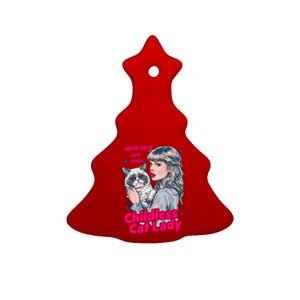 With Love And Hope Childless Cat Lady For Kamala Harris Ceramic Tree Ornament